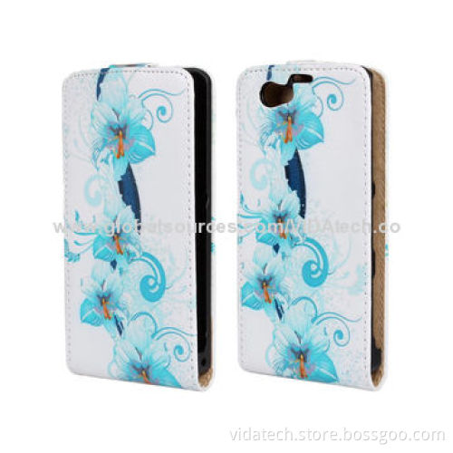 Flower Pattern Vertical Flip Leather Case for Sony Xperia Z1 Mini